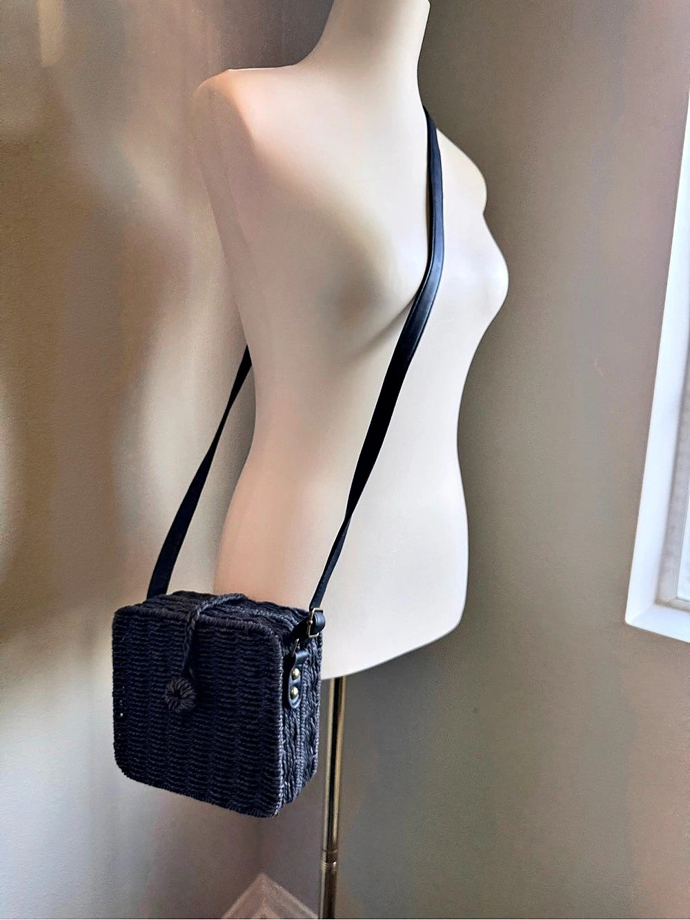 Black Woven Crossbody Bag